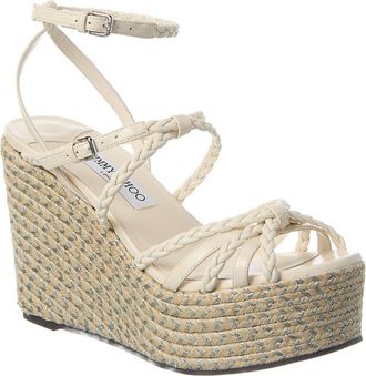 Jimmy Choo London Nyra 100 Leather Wedge Sandal