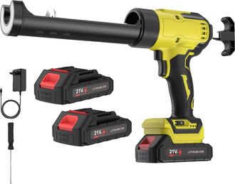 OEM Pistola De Calafateo, 4 Velocidades Ajustables, Led De Alto Brillo, Color Amarillo, Incluye 2 Pilas