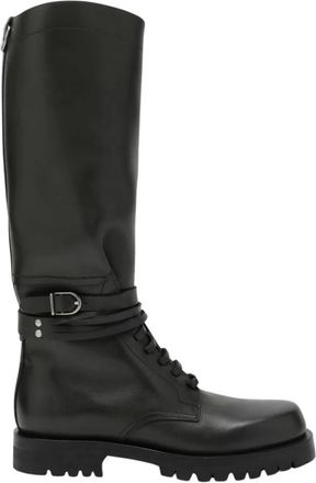 Durazzi Milano Hoge Combat Laarzen - Dames - Hoge Laarzen - Groen - 38 EU - Leer - Schoenen