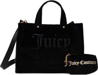 Juicy Couture Ribfluwelen shopper met borduurwerk - Zwart
