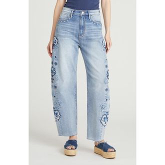 Free People Parker Raw Hem Barrel Leg Jeans in Medium Wash at Nordstrom Rack, Size 29