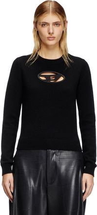 Diesel Cashmere-blend jumper with cut-out logo - Knitwear - Woman - Black