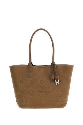 Hogan Embossed Suede Leather Small Shopping Bag with Internal Pouch