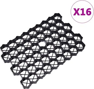 vidaXL Vidaxl - Rejillas Para C&eacute;sped 16 Unidades Pl&aacute;stico Negro 60x40x3 Cm
