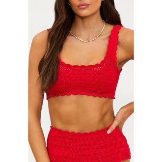 Beach Riot Andy Crochet Bikini Top in Ruby Crochet at Nordstrom, Size X-Large