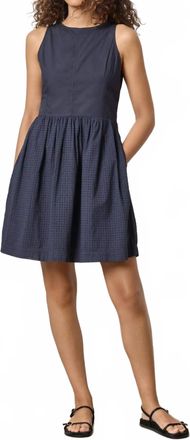 Lilla P Eyelet High Neck Mini Dress In Navy