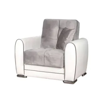 Dmora Dmora - Sof&aacute; Cama Dcont, Sill&oacute;n Container Para Sal&oacute;n Convertible En Cama Sill&oacute;n Relax En Tejido Tapizado, 97x84h91 Cm, Blanco Y Gris Claro