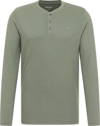 Mustang Langarmshirt MUSTANG Herren Style Atchison, Herren, Gr. S, khaki, Jersey, 100% Baumwolle, Rundhals, Shirts Langarmshirt