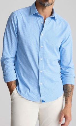 UNTUCKit Bravo Microcheck Performance Button-Up Shirt in Blue at Nordstrom, Size X-Large
