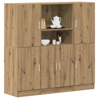 Berkfield Home 3 Piece Kitchen Cabinet Set Artisian Oak Engineered Wood in Brown