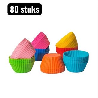 OEM 80 Piezas, Moldes De Silicona Para Cupcakes De 7 Cm, Aptos Para Horno, Molde Para Quiche, Muffins Y Chocolate, Colores Surtidos
