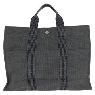 Herm&egrave;s Pre-owned Herline MM Tote Bag Gray - Dames - Vintage Shopper - Grijs - ONE Size - Polyester - Vintage