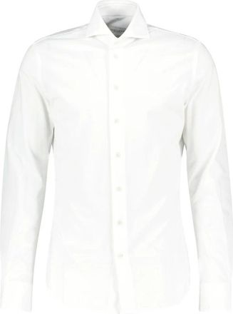 Profuomo Japanse Gebreide Shirt - Heren - Zakelijke Overhemden - Wit - 4XL - Katoen - Overhemden