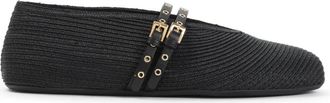 Alaia Zwarte papieren stro ballerinas - Dames - Ballerinas - Zwart - 40 EU - Schoenen