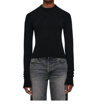 Re/Done Cashmere Crewneck Long Sleeve Top In Black