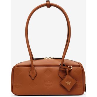 MCM Small Aren East West Shoulder Bag in Maxi Monogram Leather in Mocha Bisque at Nordstrom