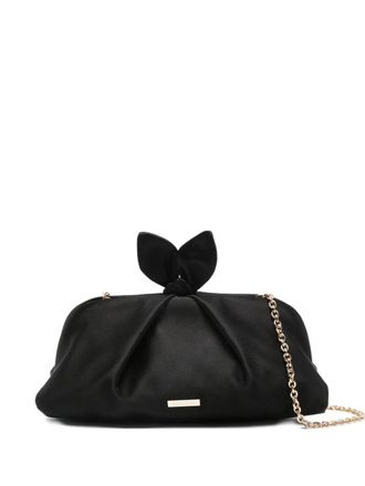 Aquazzura Bow Tie chain clutch bag - women - Satin/Satin - One Size - Black