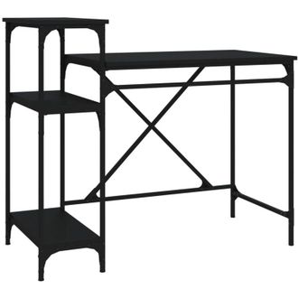 vidaXL Vidaxl - Desk with Shelves Black 105x50x90 cm Engineered Wood&Iron