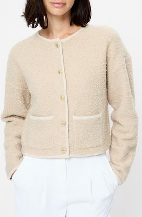 French Connection Effie Boucl&eacute; Cardigan in Oatmeal Melange at Nordstrom, Size X-Small