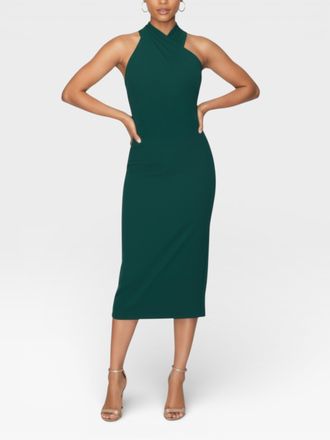 Rachel Roy Harland Crossover Halter Midi Dress