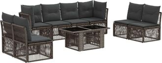 vidaXL Conjunto De Sof&aacute;s De Jard&iacute;n 9 Uds. Gris Rat&aacute;n Sint&eacute;tico Vidaxl