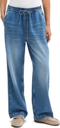 Marc O'Polo Jogg Pants MARC OPOLO, Damen, Gr. XS, N-Gr, mid blau wash, Denim/Jeans, Obermaterial: 80% Lyocell, 20% Baumwolle, straight fit lang, Jeans Jogg Pants,