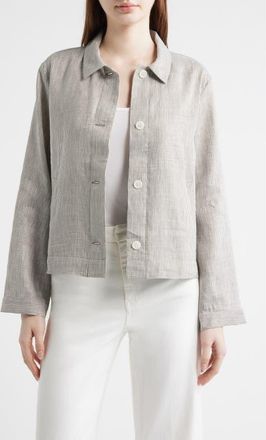 Eileen Fisher Linen Blend A-Line Jacket in Wren at Nordstrom, Size 2X
