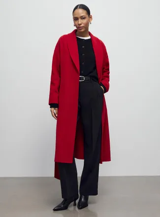 Contemporaine Womens Belted reprocessed wool overcoat