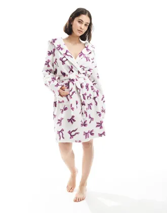 Urban Threads Vestaglia in pile con stampa di fiocchi-Multicolore