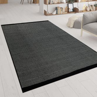 Paco Home Paco Home - Alfombra Tejido Hecho A Mano Escandinavo Patr&oacute;n Jaspeado En Negro 120x170 Cm