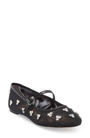 Stuart Weitzman Tammy Crystal Mary Jane Ballet Flat in Black at Nordstrom Rack, Size 10