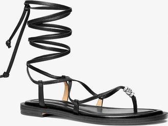 Michael Kors Khloe Embellished Leather Lace-Up Sandal