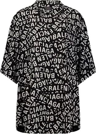 Balenciaga Logo Strips Minimal Short Sleeve Shirt Black 681813TML21-1269