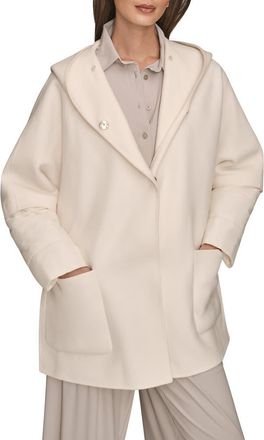 DKNY Wool Blend Coat with Puffer Sleeves in Cream at Nordstrom, Size X-Small