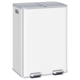 Songmics Cubo de basura de cocina 2 compartimentos acero color blanco