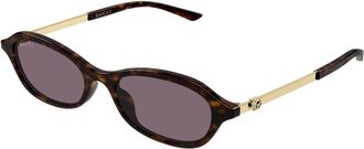 Gucci Zonnebril met ovaal montuur - Dames - Zonnebrillen - Bruin - 52 MM - Nylon - Accessoires
