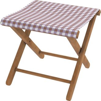 Vent de Boh&egrave;me Taburete plegable de haya y tela vichy lila