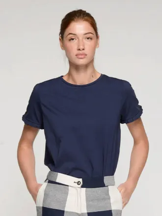 Vilagallo Ruffle Trim Tee In Azul