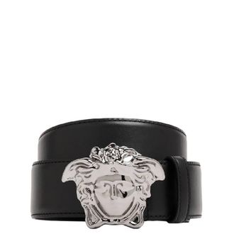 Versace La Medusa Buckle Leather Belt, Size 95