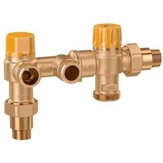 Caleffi Kit di collegamento bollitore solare con caldaia, con integrazione termica, senza copertura protettiva. Caleffi 262342 Ottone