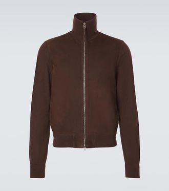 Tom Ford Suede-paneled wool-blend zip-up sweater