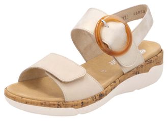 Remonte Keilsandalette REMONTE, Damen, Gr. 36, beige (hellbeige), Leder, Lederimitat, Schuhe Keilsandalette, Sommerschuh, Riemchensandale, praktische Klettver