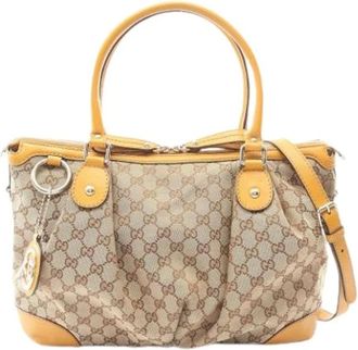 Gucci Pre-owned Handbags, female, Beige, Size: ONE SIZE Pre-owned Vintage GG Canvas Handbag