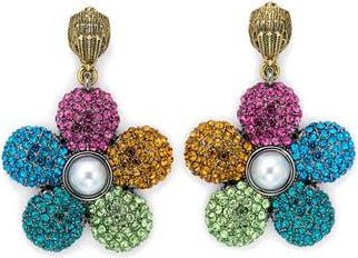 Kurt Geiger Pav&eacute; Crystal & Faux Pearl Flower Drop Earrings in Multi at Nordstrom Rack