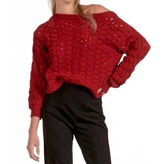Elan Off The Shoulder Long Sleeve Sweater In Red