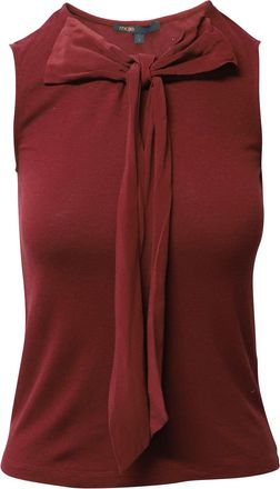 Maje Bow Front Sleeveless Top in Red Viscose