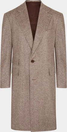 Stefano Ricci Men & apos;s Herringbone Cashmere & Silk Topcoat