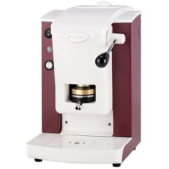 Faber Slot Plast Basic - Cafetera Con Prensa Monodosis De Lat&oacute;n - Estructura De Metal Burdeos Y Frontal De Policarbonato Blanco