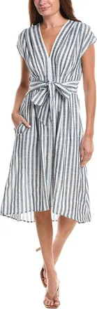 Max Studio Short Sleeve Striped Midi Dress