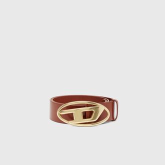 Diesel 4 cm leather belt with Oval D buckle - Belts - Unisex - Multicolor